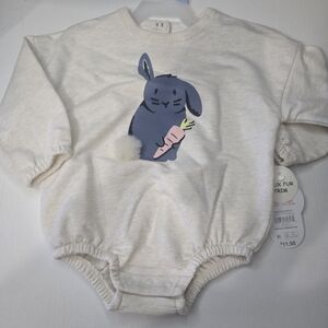 Wonder Nation Easter Bunny Button Shirt Outfit Faux Fur Tail New With Tags